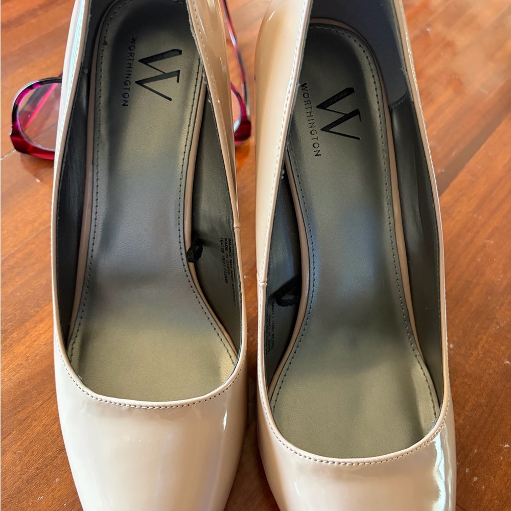 Worthington Nude Patent Pointed-Toe Block Heel Pump - Picture 2 of 2